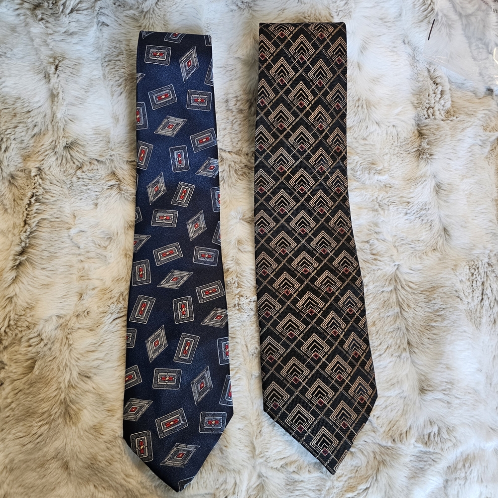 Stylish Patterned Ties - Navy and Black